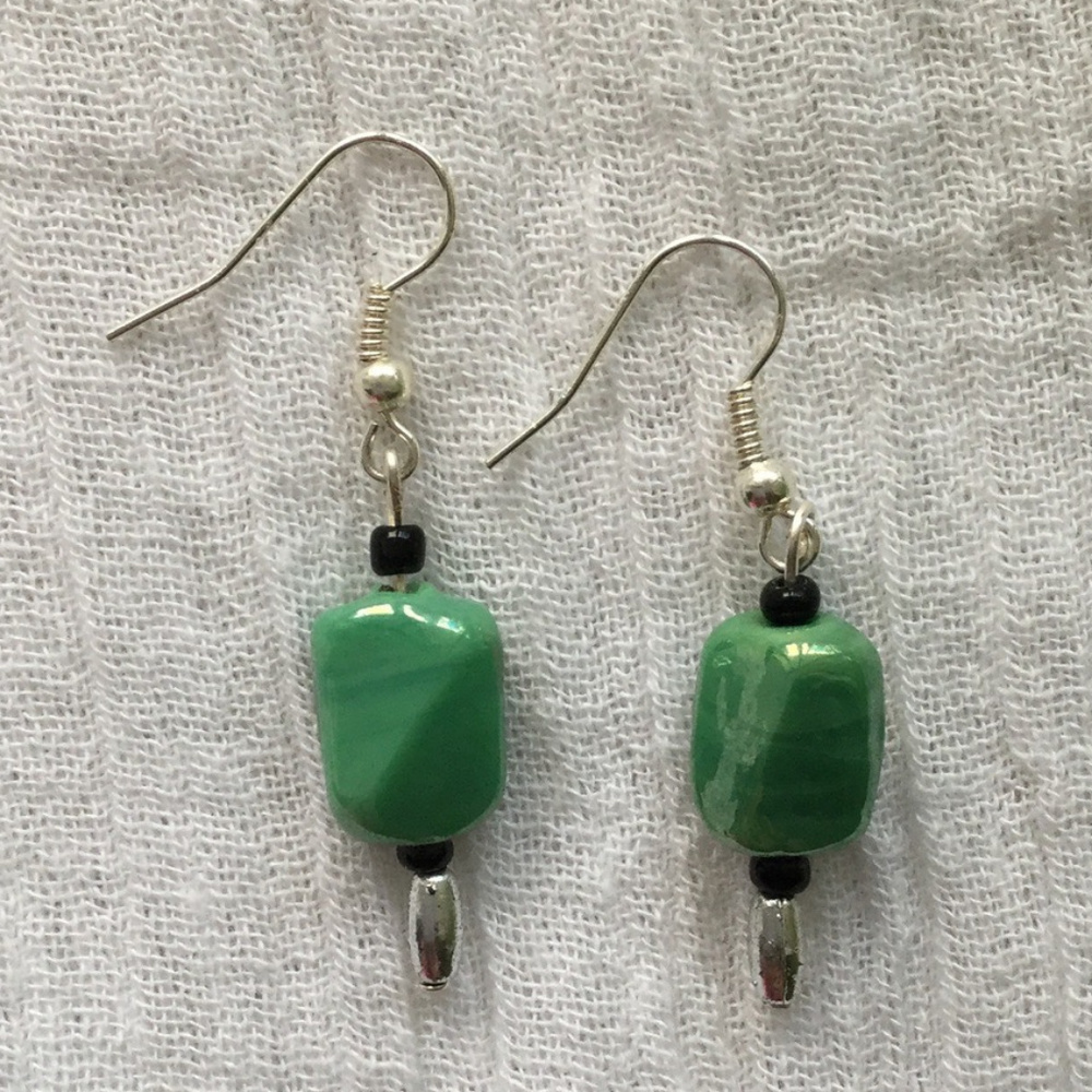 Green stone earrings